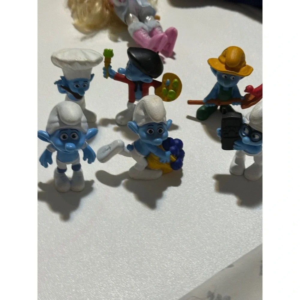 Vintage Smurfs PVC Figure Lot of 6 Painter Chef Farmer Brainy Collectible Toys‎